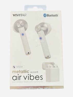 Vivitar Metallic Accent Air Vibes True Wireless Earphones - Silver. New in Box.